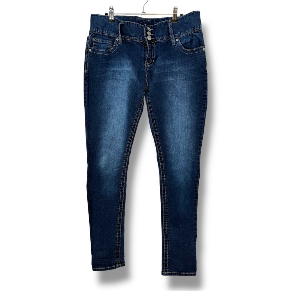 Maurices Skinny Jeans Women's Large  Stretch Denim Y2K Dark Wash‎ Blue